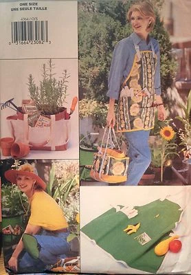 CUT 1996 'BUTTERICK' APRON BAG HAT KNEE PADS ++ SEWING PATTERN 4364 ONE SIZE  - Image 1 of 2