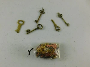 Vintage Lot of 50+ Clock, Cabinet Drawer, Jewelry Box Small Metal Lock Keys NEW - Picture 1 of 4