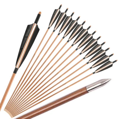 32" Bamboo Arrows Natural Feathers Archery Longbow Recurve Bow Hunting Target - Image 1 of 4