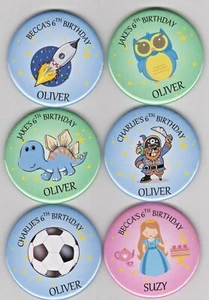 Set of personalised children's party name badges - Themes inc princess or pirate - Picture 1 of 7