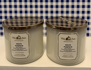 2X (Two) ~ Bath & Body Works ~ WHITE PUMPKIN ~ Three 3 Wick Candle - Picture 1 of 1