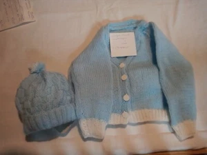 hand knitted baby cardigan and hat 1-2 years - Picture 1 of 2