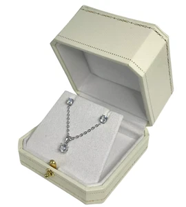White Gold Finish Created Diamond Round Cut Necklace and Earrings Set - Picture 1 of 6