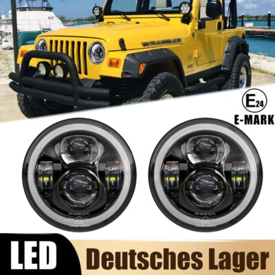 E24 7 Zoll LED Scheinwerfer Für Jeep Wrangler TJ JK Land Rover Defender 90/110 - Bild 1 von 4