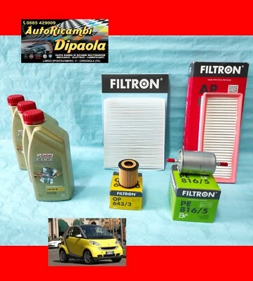 KIT TAGLIANDO SMART FORTWO 451 07> 0.8 CDI 800 DIESEL 3L CASTROL 5W30 + 4 FILTRI