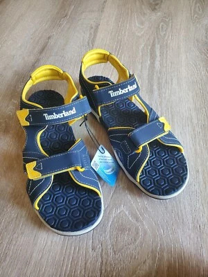 Sandálias Timberland Adventure Seeker azul marinho/amarelo sapatos ao ar livre tamanho 6 menino 8 mulheres - Imagem 1 de 4