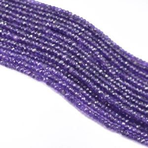 AAA+++ Ametista Scura Viola Naturale 3-4MM Rondelle Sfaccettate Pietra Preziosa Perline 13" - Foto 1 di 14