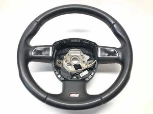 09-12 Audi A4 S4 Steering Wheel 3 Spoke Black Leather Red Stitching 8K0419091BF - Picture 1 of 4