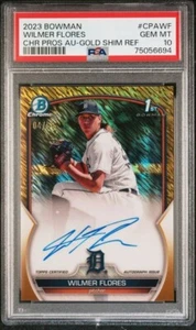 2023 Bowman Chrome Wilmer Flores Refractor Gold Auto /50 PSA 10 - Picture 1 of 2