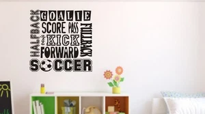 SOCCER COLLAGE SUBWAY Words Lettering Vinyl Wall Decal Quote Sports Sticker - Picture 1 of 1