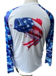 Palmyth Performance Fishing T Shirt Stars Stripes Flag Bass Fish Mens Medium - Picture 1 of 7