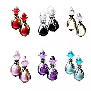 Earrings, Lucite Flower and pearl drop, choose colour and clip on or pierced - Bild 1 von 9
