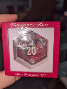 Valentines' Rose Snowglobe D20 Dice - Picture 1 of 2
