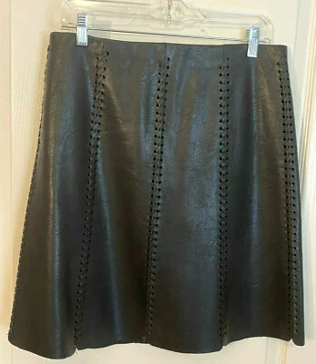 NWT Black Faux Leather PHILOSOPHY REPUBLIC CLOTHING A-Line Skirt WHIPSTITCH - 6 - Imagem 1 de 4