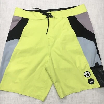 Volcom Board Shorts Men 36 Yellow Black  Liberator Swim Trunks Noa Deane Pockets - Image 1 of 4