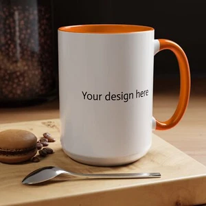 Orange 15 Unzen Akzent Kaffeebecher Individuelle Tasse, Personalisiert, Geschenk, Geburtstagsgeschenk - Bild 1 von 7