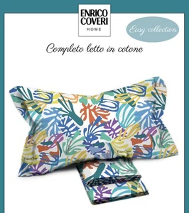 Completo Lenzuola Per Letto Singolo Enrico Coveri Stampato In Puro Cotone 100% - Foto 1 di 1