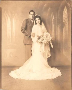 Vintage Sepia Bride Groom Wedding Photograph 9 x 7 + - Picture 1 of 1