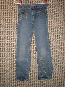 Girls Faded Glory Stretch Embroidered Blue Jeans Size 10 - Picture 1 of 6