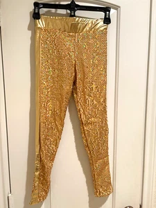 Girls Gold Dance Performance Pants New - Picture 1 of 6