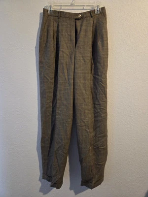 Pantalones de lana Ralph Lauren vintage para mujer talla 8 plisados Príncipe de Gales Foto 1 de 4