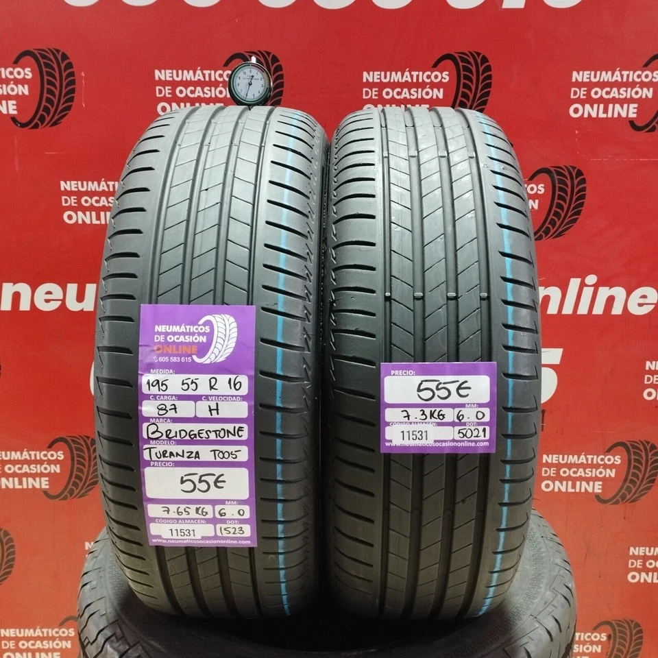 2x 195 55 R16 87H BRIDGESTONE TURANZA T005 6.0/6.0MM REF. 11531 - Imagen 1 de 4