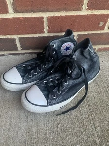 Converse Chuck Taylor All Star Damen-High-Tops silberfarben schwarz Größe 9 - Bild 1 von 6