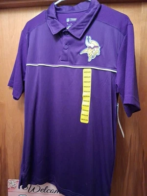 NWT Minnesota Vikings Mens Medium Polo Shirt Purple NFL Football Team Fan Gear - Image 1 of 4