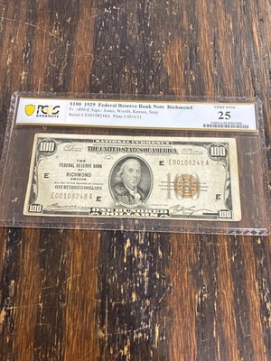 $100 1929 Federal Reserve Bank Note Richmond - Image 1 of 4