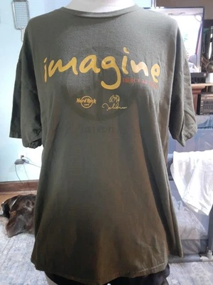 Camisa verde John Lennon - "Imagine There's No Hunger" Hard Rock Café Detroit L Foto 1 de 4