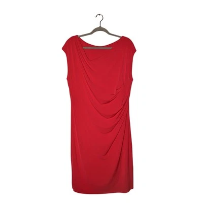 ELIE TAHARI $378 Red Drape Front Jersey Stretch Sheath Dress Large - Image 1 of 4
