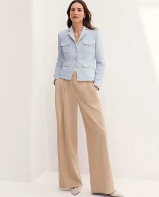 NEW ANN TAYLOR $139 BAGUETTE PLEATED WIDE LEG PANTS SZ 8P 8 PETITE - Image 1 of 4