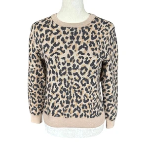 J. Jersey de lana elástico cuello redondo manga larga estampado leopardo redondo pequeño - Imagen 1 de 7