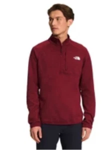 Felpa uomo North Face 1/4 zip cappuccio testurizzato roccia bordeaux XXL poliestere - Foto 1 di 5