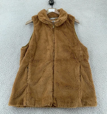 Colete Aventura Feminino Grande Marrom Fuzzy Sherpa Lã Zíper Poliéster Reciclado - Imagem 1 de 4