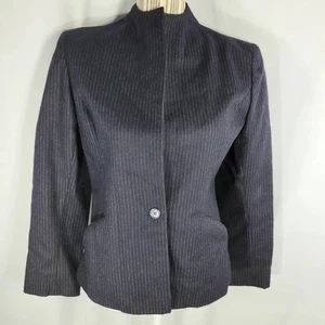 Peabody House International 100 % Wolle marineblau Nadelstreifen kragenloser Blazer Größe 7/8 - Bild 1 von 11