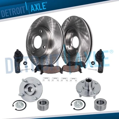 Front Disc Rotors Brake Pad Wheel Hub Bearing Tie Rod for 2008 - 2011 Ford Focus - Image 1 of 4