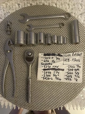 Proto Rachet #5249 Wrenches Sockets Pliers #278 Made in USA 13 Pieces - Image 1 of 4