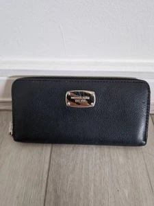 Michael Kors Jet Set Travel Black Pebbled Leather Zip Around Wallet Geldbörse - Bild 1 von 13