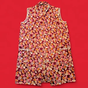 Vintage 60er 70er Gr. L Groovy Boxy Cut Long Tunika Trägertop Mod Gogo Hippie Burgund 2B - Bild 1 von 13