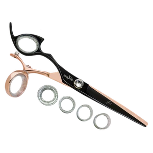 Sharkfin Shears Professional Left Handed Swivel Rose Gold/Black 5.5" Scissors - Picture 1 of 1