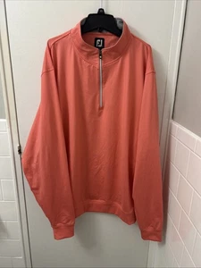 Footjoy 1/4 Zip Mens Sz 2XL Pink Golf Jacket Pullover Long Sleeve Performance - Picture 1 of 4