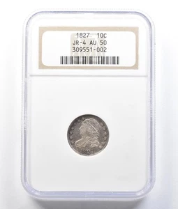 1827 Capped Bust Dime JR-4 AU50 NGC *1501 - Picture 1 of 3