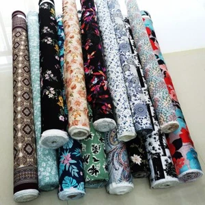 1 Yard X 1.4 meter Soft Viscose Fabric Geometric Floral Patchwork Poplin Rayon - Picture 1 of 18