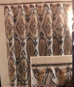 Shower Curtain Bath Set Including 12 Hooks Easy Care Machine  - Picture 1 of 5