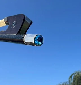 4/4 Carbon Fiber FINE Viola Bow Blue Silver Silk Braided Stick Ebony Frog Bow - Picture 1 of 23