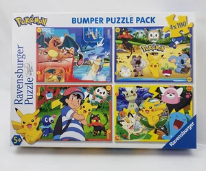Pokemon Ravensburger Bumper Puzzle Pack 4 X 100 Puzzle Pikachu - Picture 1 of 23