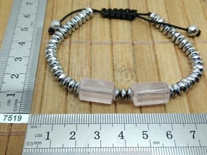 Bracelet QUARTZ ROSE & HEMATITE reglable homme femme unisexe reiki lithotherapie - Imagen 1 de 2