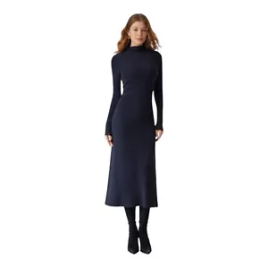OGL Mid Thermal Heat-Tech Long Sleeve Mock Neck Midi Womens Size L Navy Blue - Picture 1 of 9