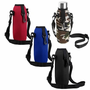 Neopren Flaschen Hülle Beutel Trinkflasche Isolier Tasche mit Träger für Outdoor - Picture 1 of 36